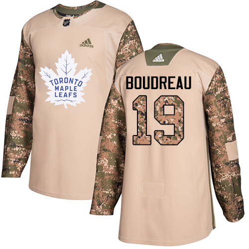 Adidas Maple Leafs #19 Bruce Boudreau Camo Authentic Veterans Day Stitched NHL Jersey - Click Image to Close